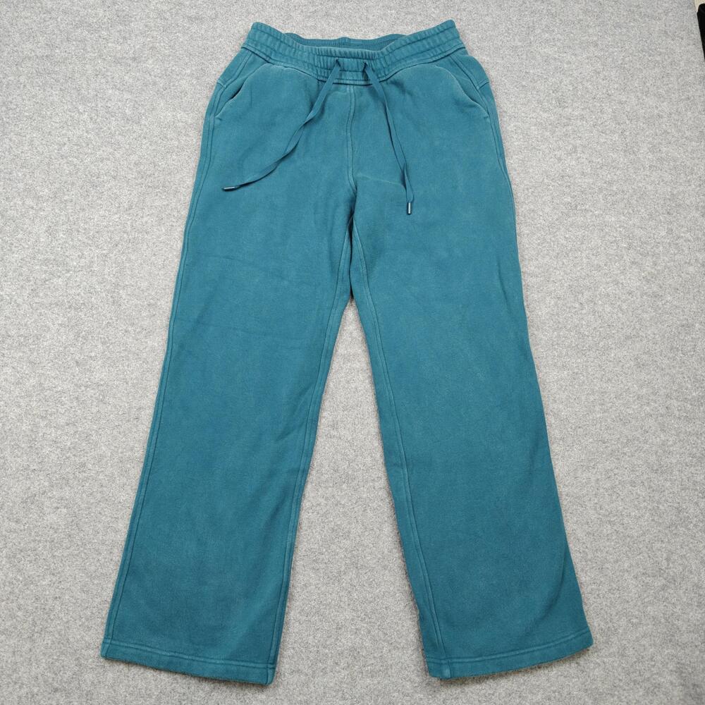 Cuddl Duds Sweatpants Womens Medium Blue Fleece Straight Leg Drawstring Pockets